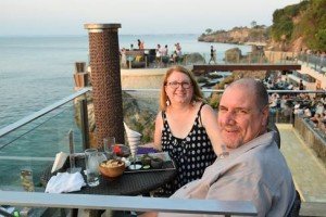 Susan Lanier-Graham with her husband Bill at Rock Bar at Ayana Villas, Bali