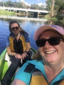 Susan Lanier-Graham with friend kayaking in Kissimmee, FL