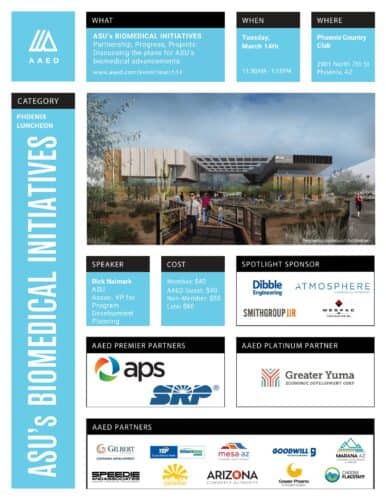 ASU’s Biomedical Initiatives to be Topic At Arizona Association for Economic Development’s March Luncheon