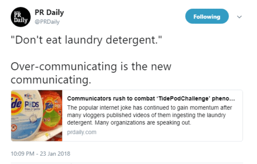 Warning: Don’t eat that Tide Pod