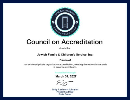 Jewish Family & Children’s Service Receives National Accreditation